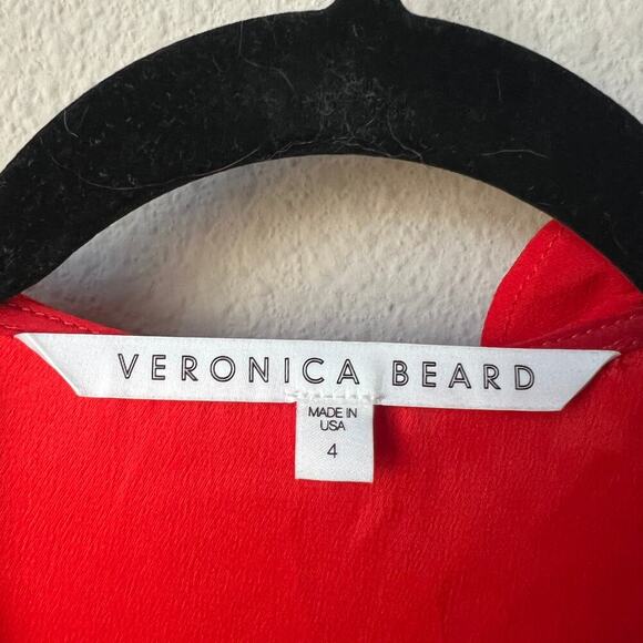 Veronica Beard Odessa Poppy Red Ruffle Mini Dress Size 4 - Picture 3 of 5
